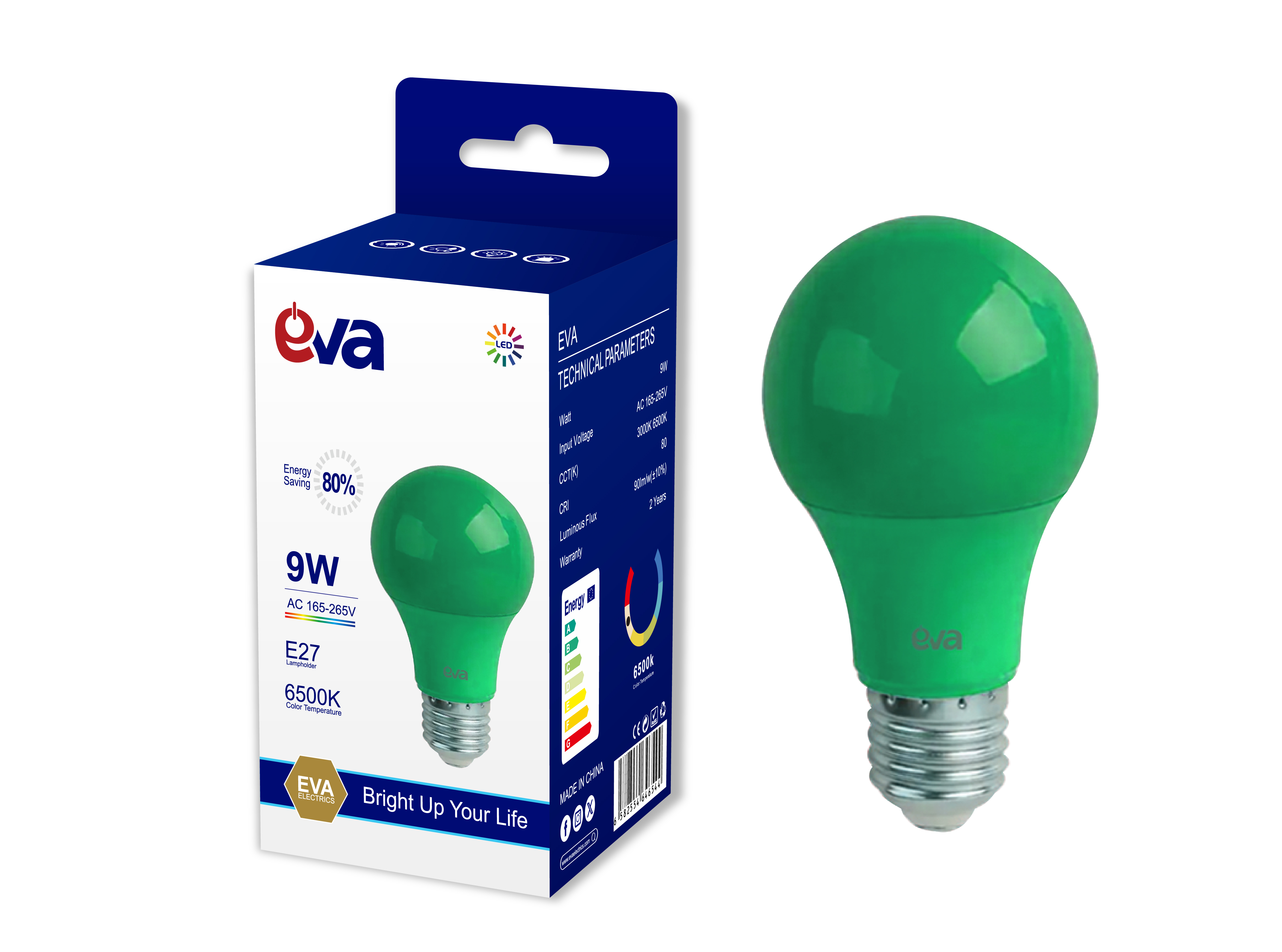 COLOR LED BULB GREEN 9W