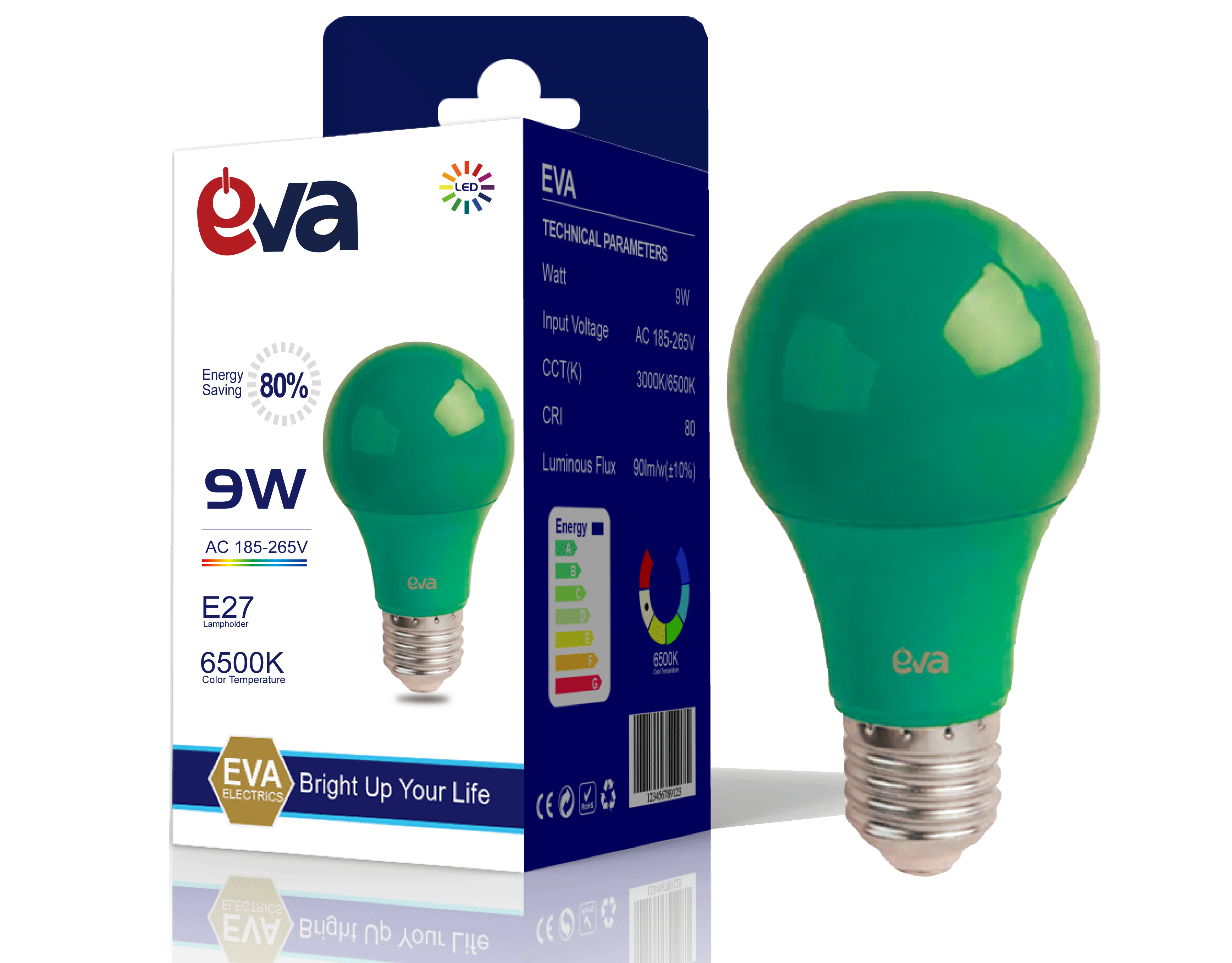 COLOR LED BULB GREEN 9W